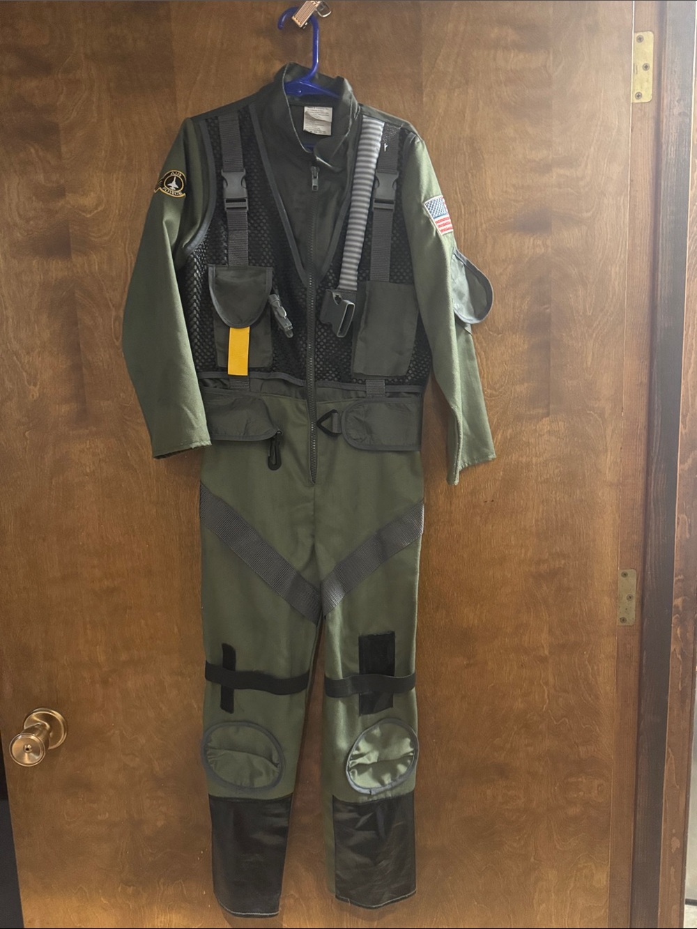 Kids Olive Green Pilot Flight Suit Costume